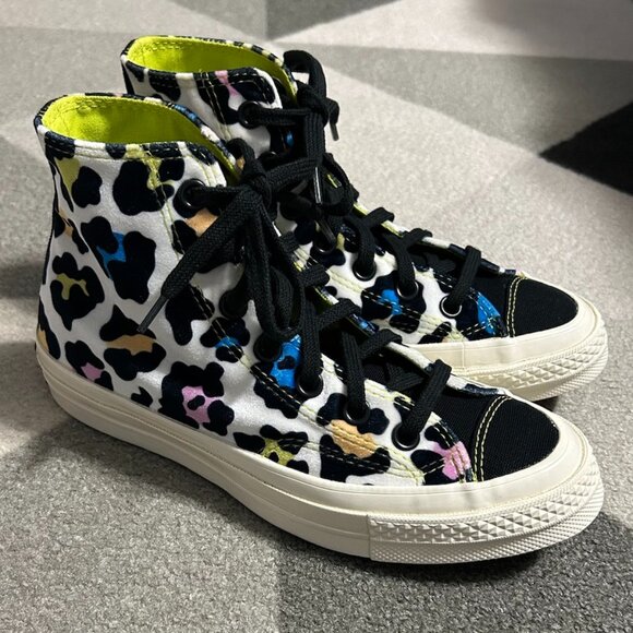 Converse Chuck 70 High Top Black Multicolor Velvet Sneakers Women's Size 6.5 - Picture 1 of 13